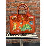 Kim Wyly Hand Painted Vegan Leather Handbag - Princeton Orange