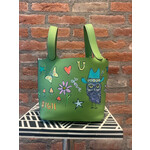 Kim Wyly Hand Painted Leather Bucket Bag - Lime Green