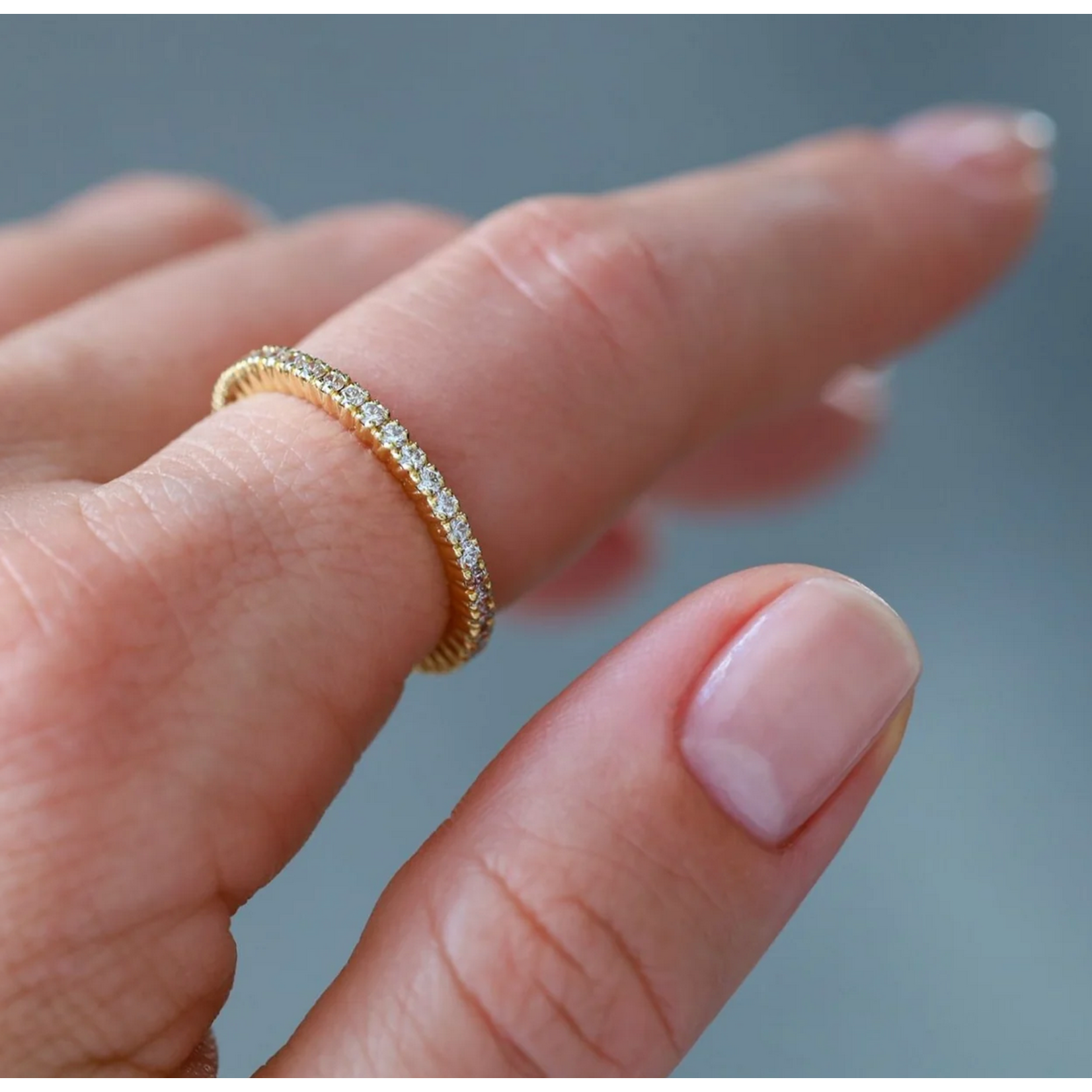 Sethi Couture Prong Yellow Gold and White Diamond Eternity Band