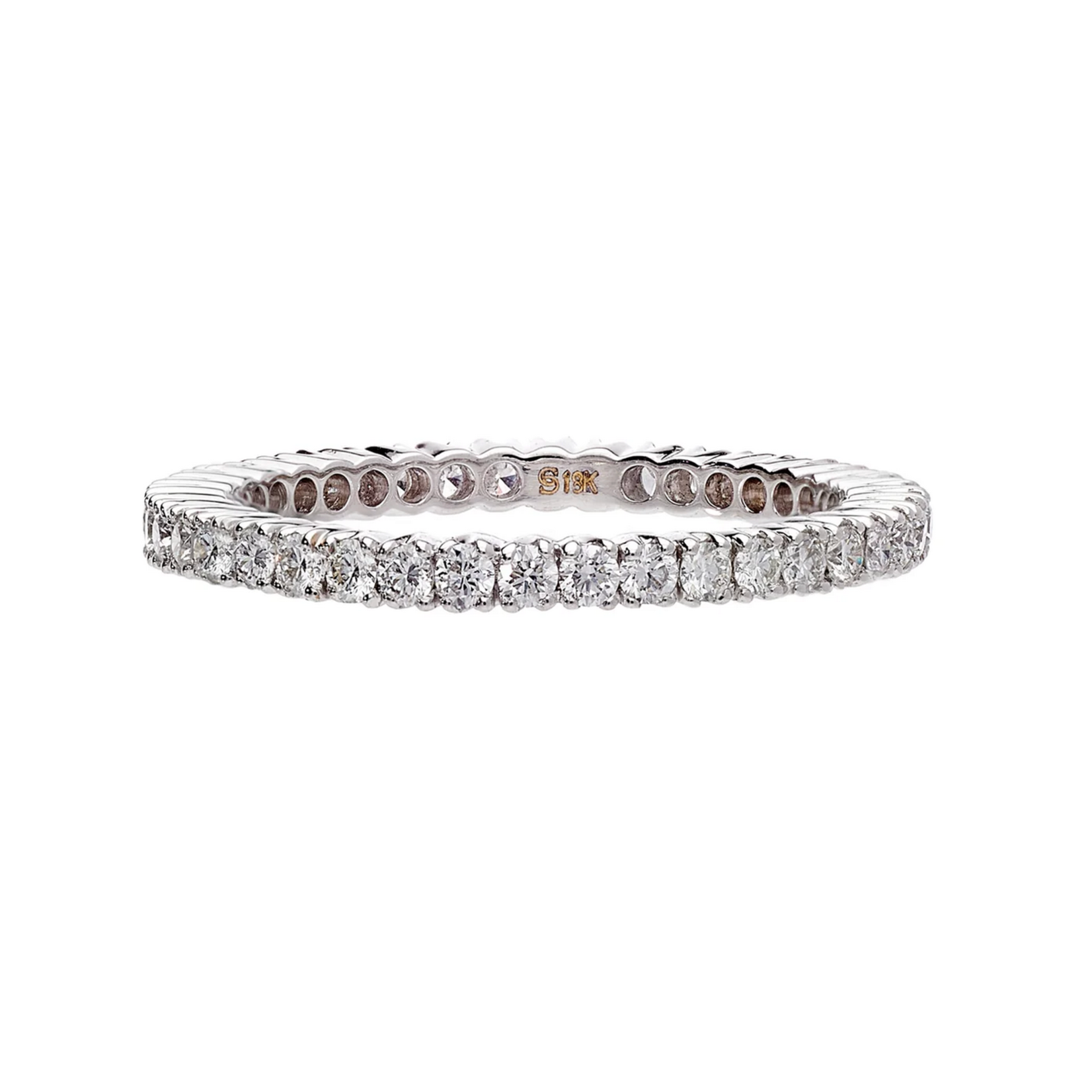 Sethi Couture Prong Set White Diamond and White Gold Eternity Band