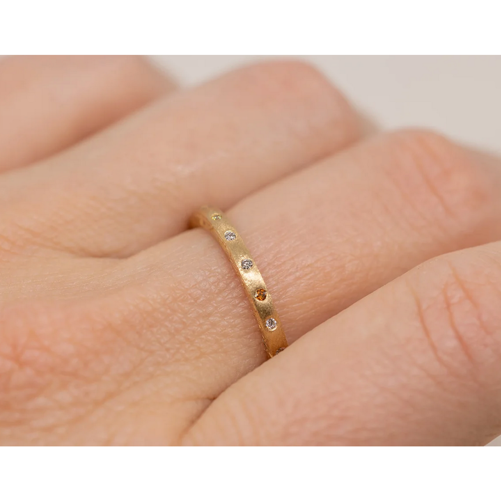 Sethi Couture Brushed Yellow Gold & Diamond Band