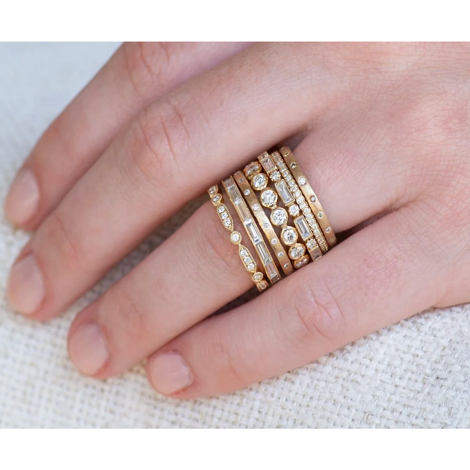 Sethi Couture Brushed Yellow Gold & Diamond Band