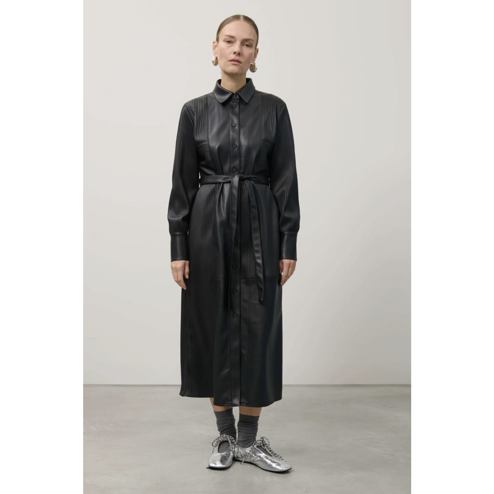 Beatrice Pleated Eco Leather Dress