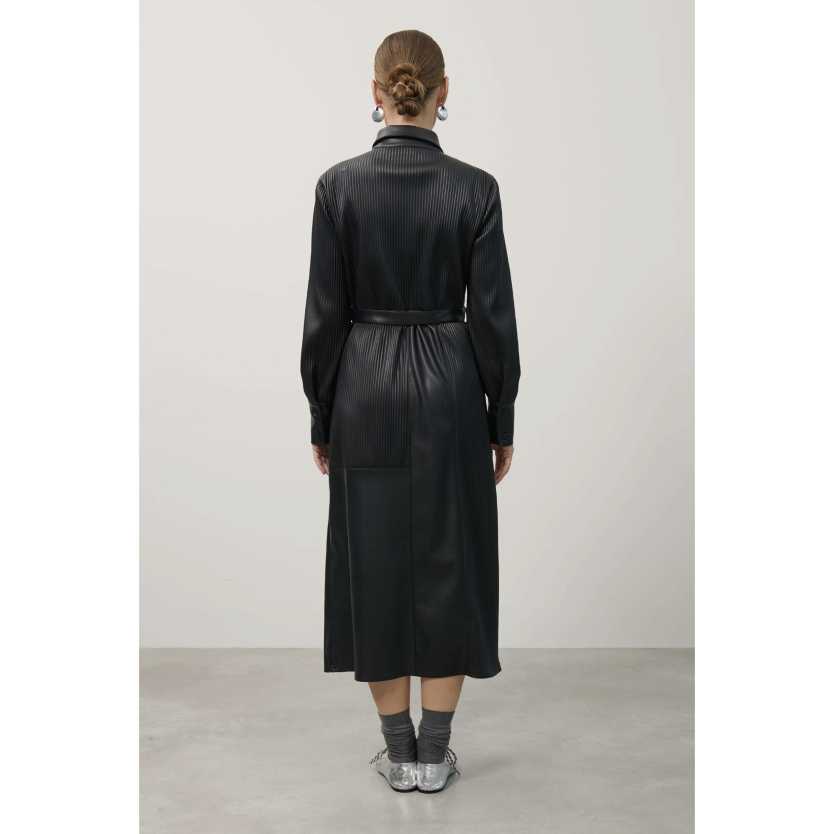 Beatrice Pleated Eco Leather Dress