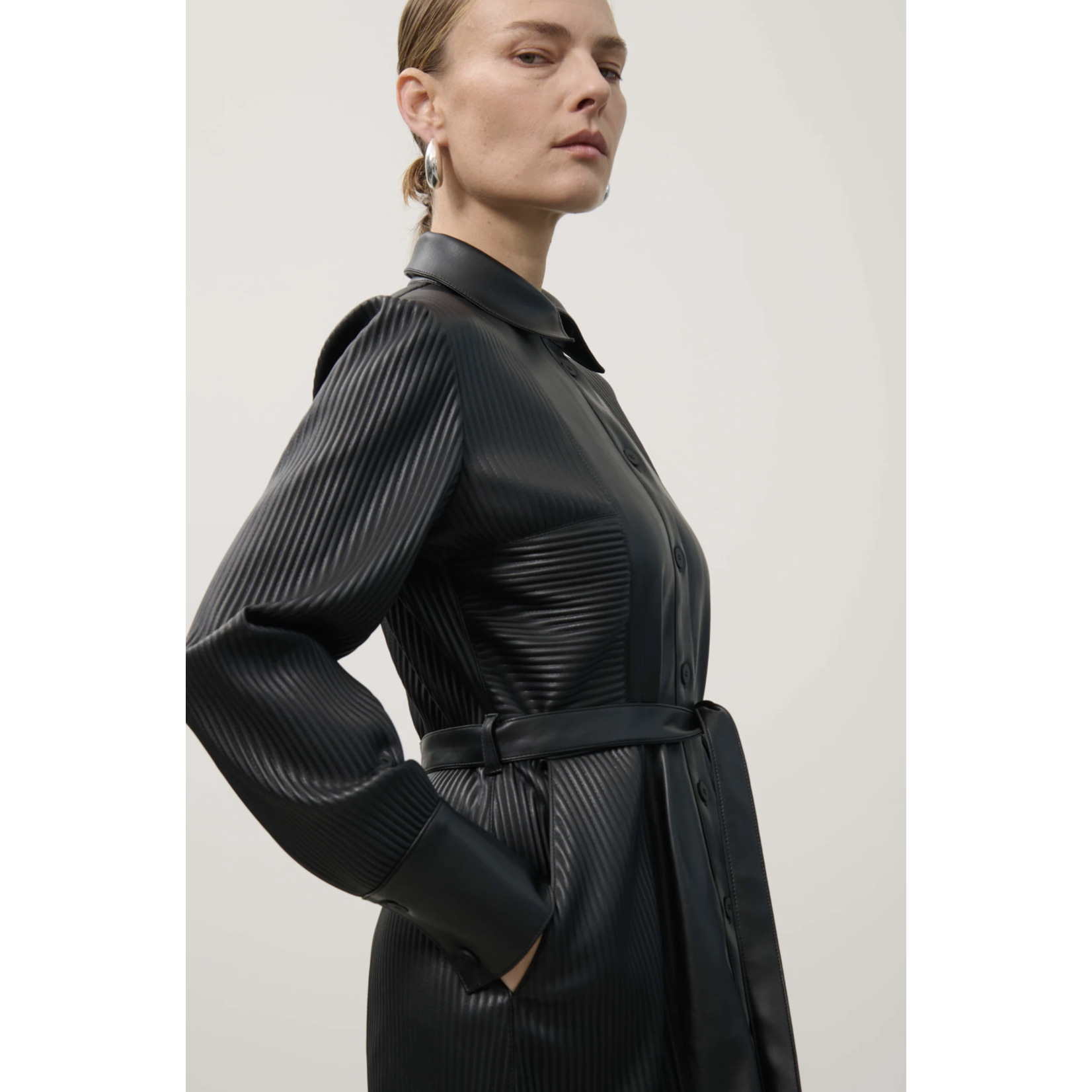 Beatrice Pleated Eco Leather Dress