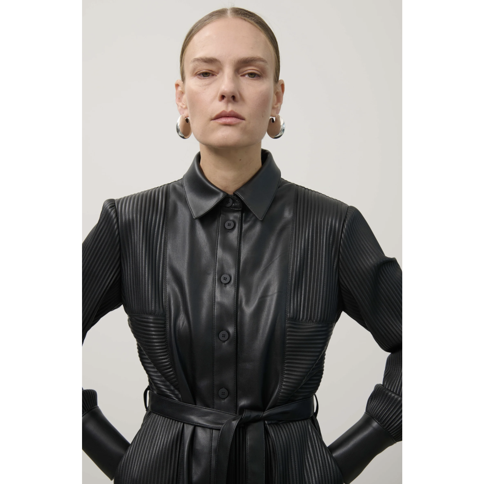 Beatrice Pleated Eco Leather Dress