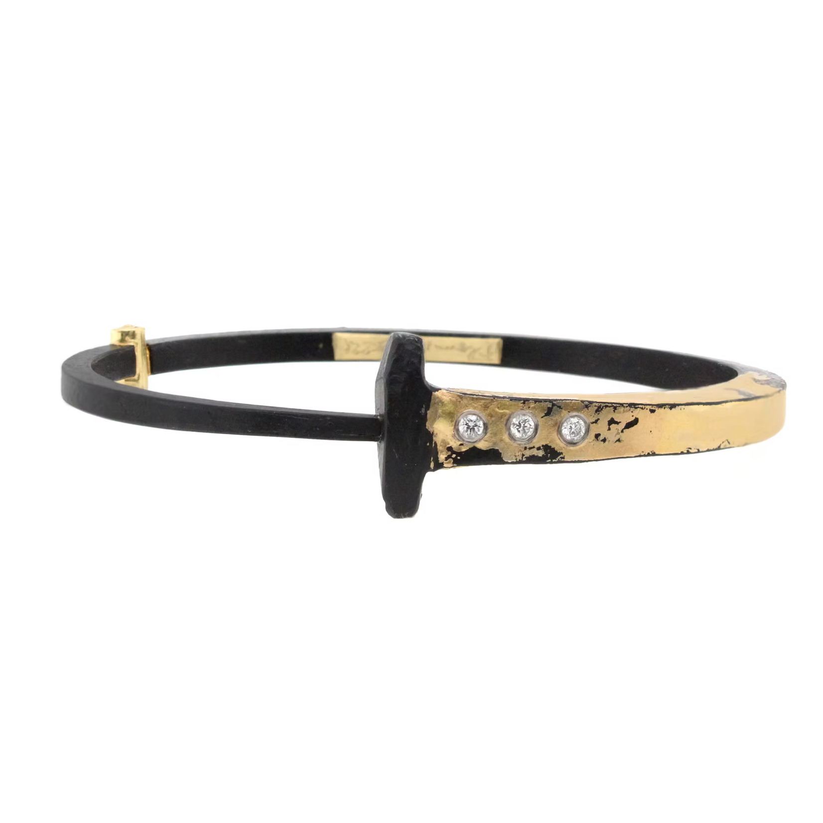 Pat Flynn Three Diamond 22k Gold Splash Nail Bracelet