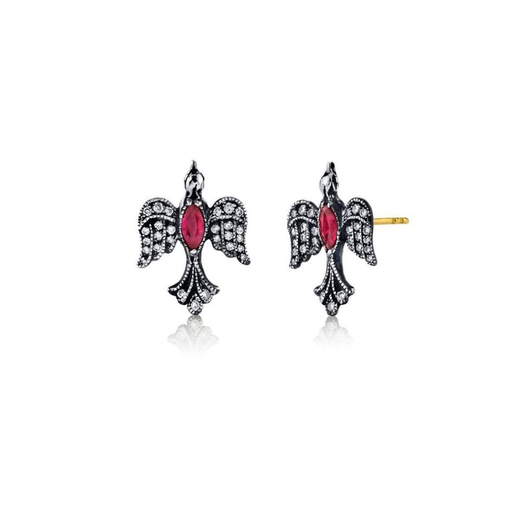 Arman Sarkisyan Diamond and Ruby Baby Bird Stud Earrings