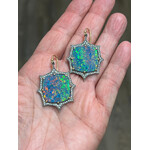 Arman Sarkisyan Sliced Australian Opal and Diamond Shield Drop Earings