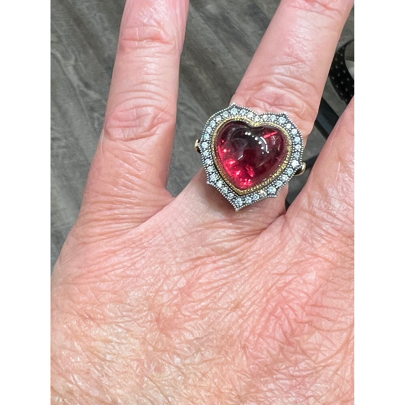 Cabochon Rubellite Heart Ring