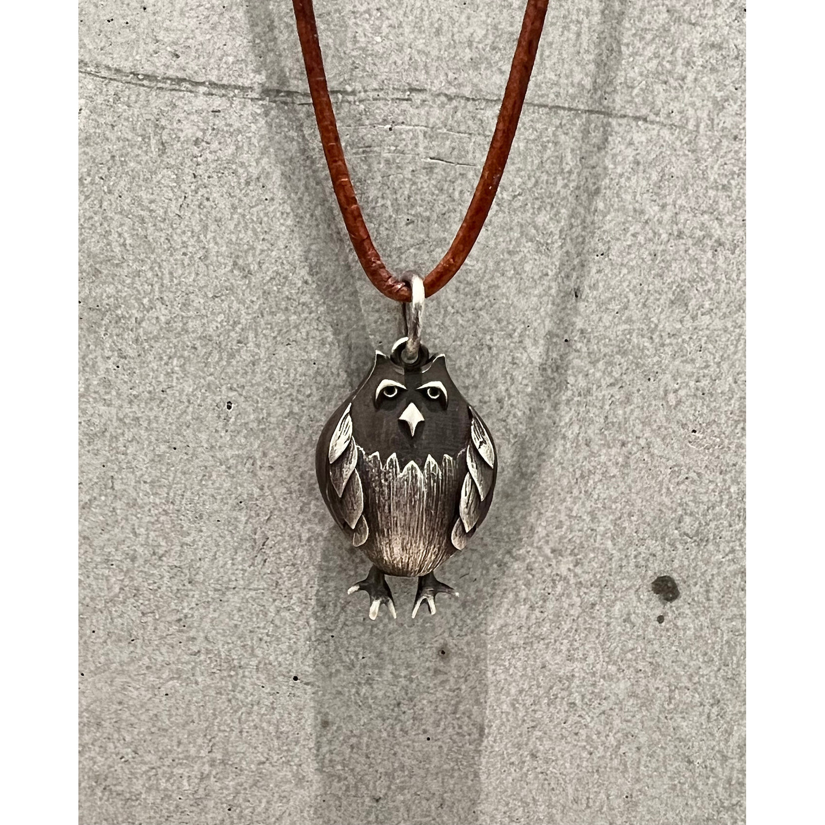 Kelly O'Donovan Heavy 3D Wise Owl Charm Pendant in Blackened Sterling Silver
