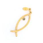 ARA Collection Medium 24k Gold Fish Pendant with Blue Diamond Eye