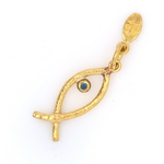 ARA Collection Small 24k Gold Fish Pendant with Blue Diamond Eye
