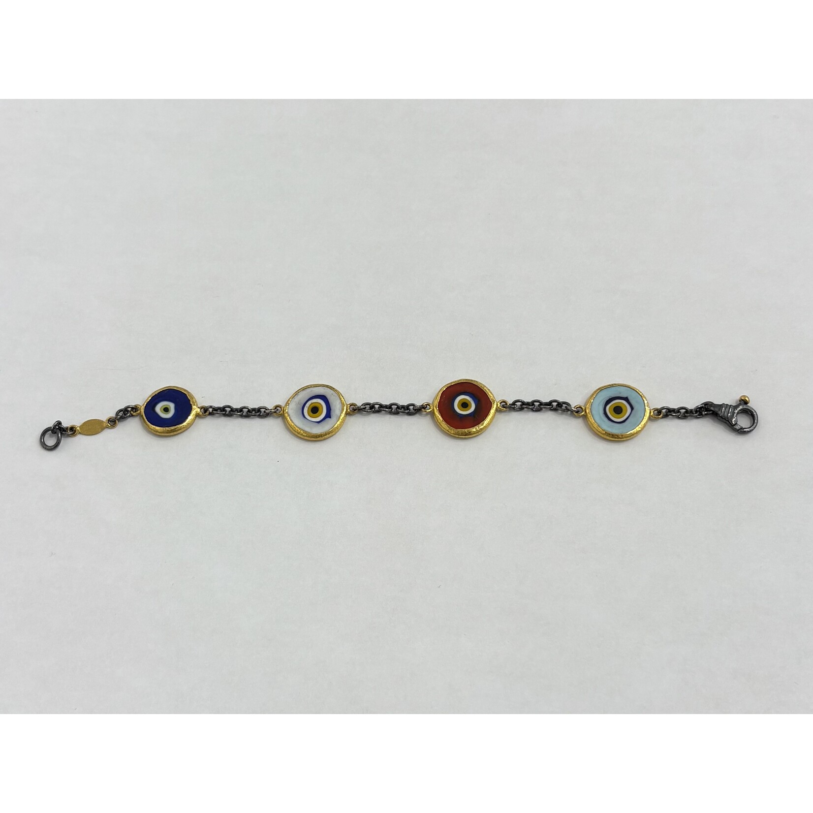ARA Collection Large Evil Eye Bracelet with Oxidized Silver Chain