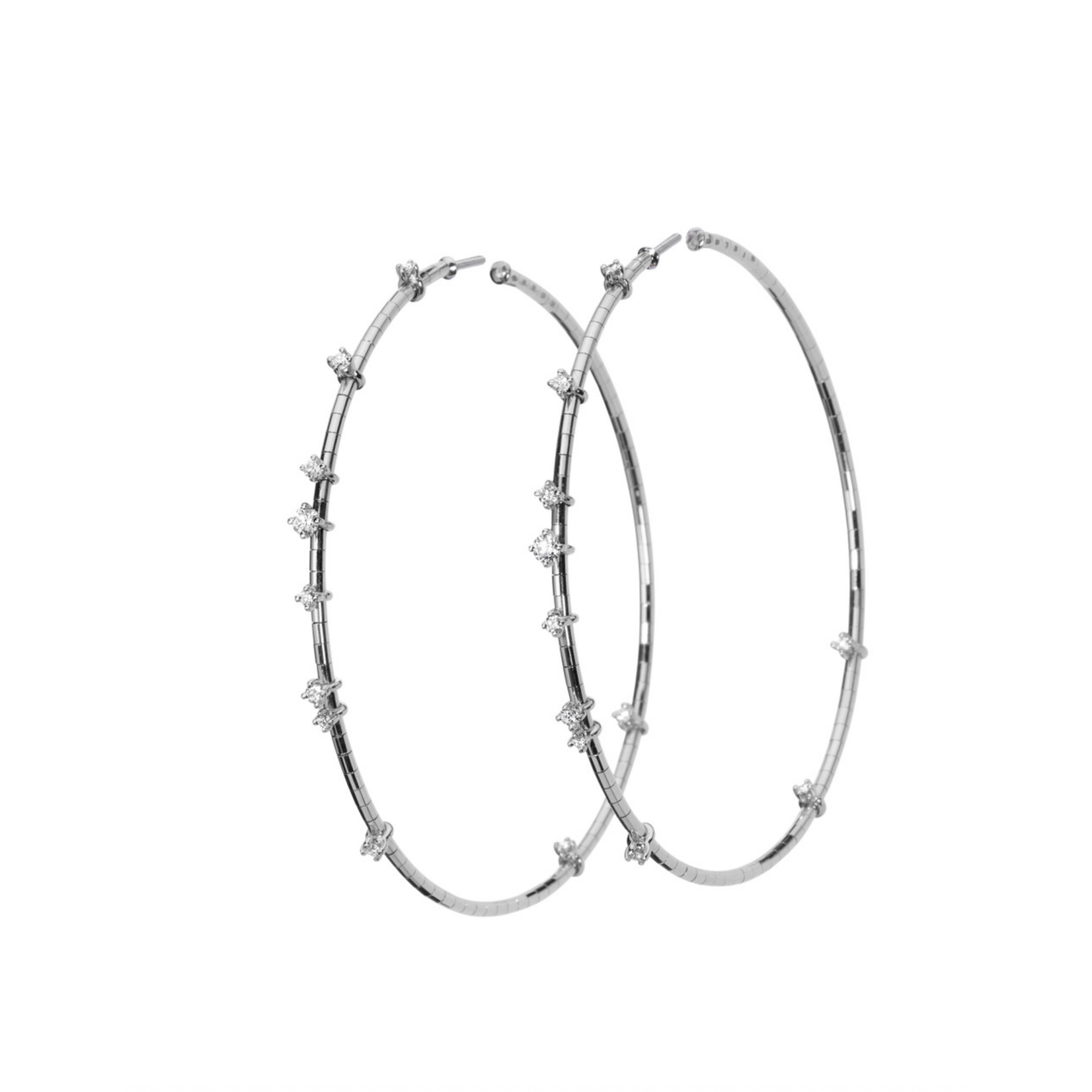 Mattia Cielo Large Rugiada 18k White Gold & Diamond (.47cts) Hoop Earrings