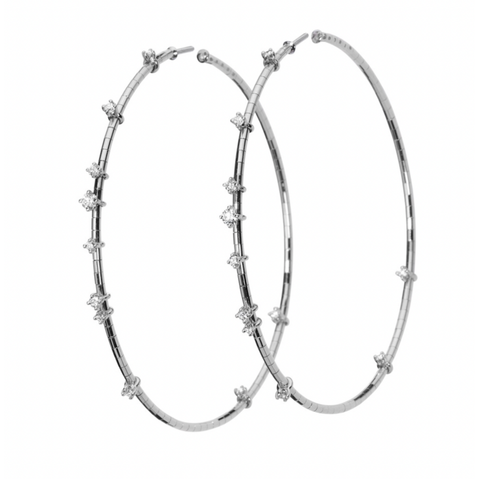 Mattia Cielo Large Rugiada 18k White Gold & Diamond (.47cts) Hoop Earrings