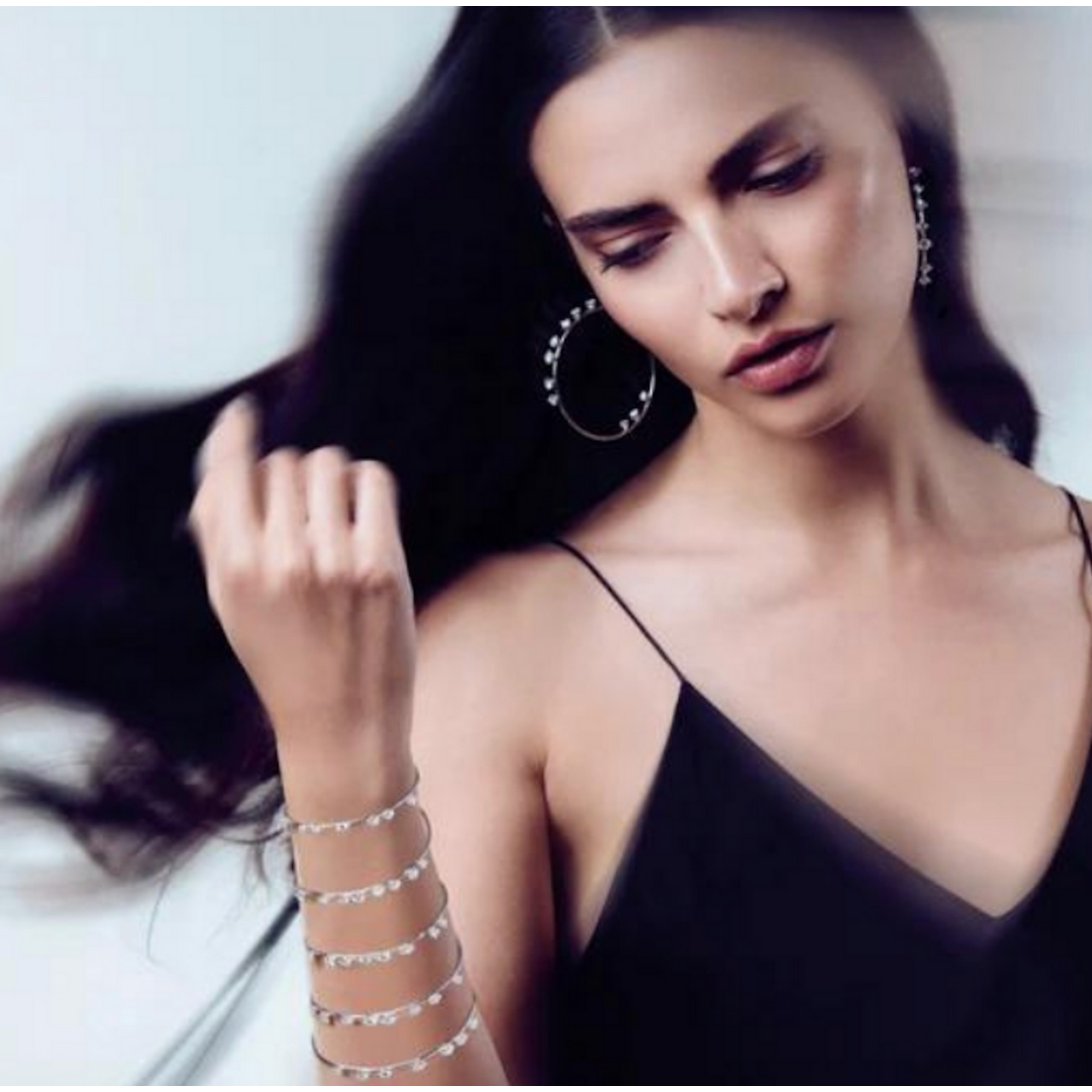 Mattia Cielo Large Rugiada 18k White Gold & Diamond (.47cts) Hoop Earrings