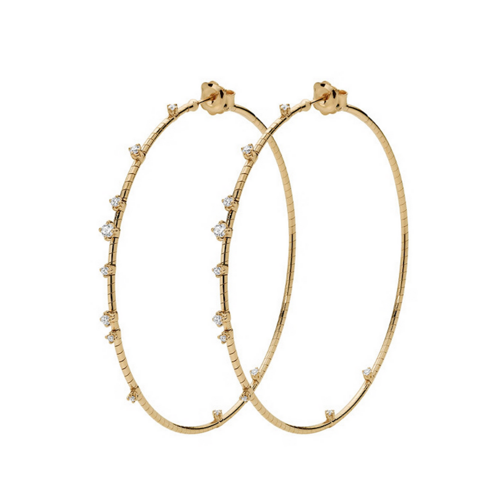 Mattia Cielo Large Rugiada 18k Yellow Gold & Diamond (.47ct) Hoop Earrings
