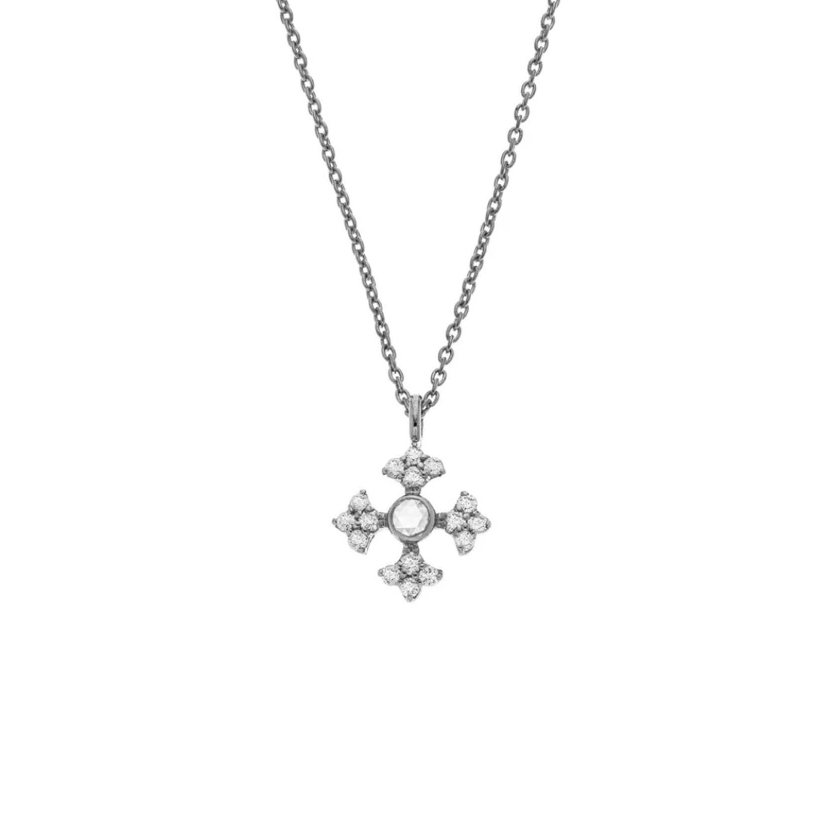 Sethi Couture Arya Petite Crosse White Diamond Necklace