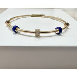 Andi Alyse Diamond (.15ct) and Lapis (7.5ct) 14K Yellow Gold (7.78gr) Bangle