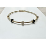 Andi Alyse Diamond (.15ct) and Onyx (7.5ct) 14K Yellow Gold (7.78gr) Bangle