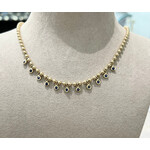 Andi Alyse Sapphire (.65ct) Drop and Solid 14K Yellow Gold (13.43gr) Ball Necklace, 16-16.75"