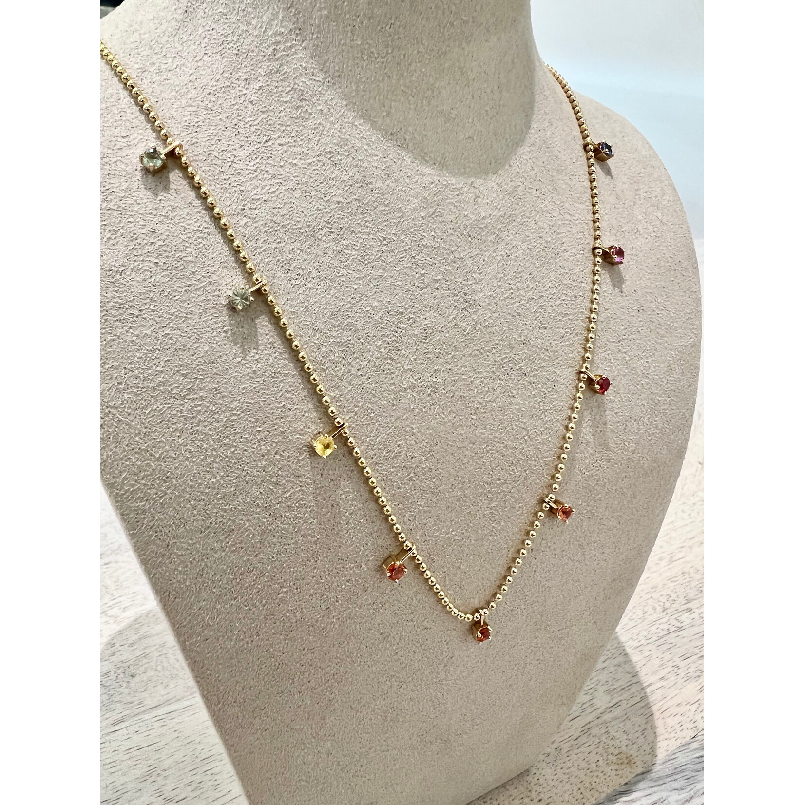 Andi Alyse Multi-Sapphire (1.25ct) and 18K Yellow Gold (6.6gr) Necklace, 16-18"