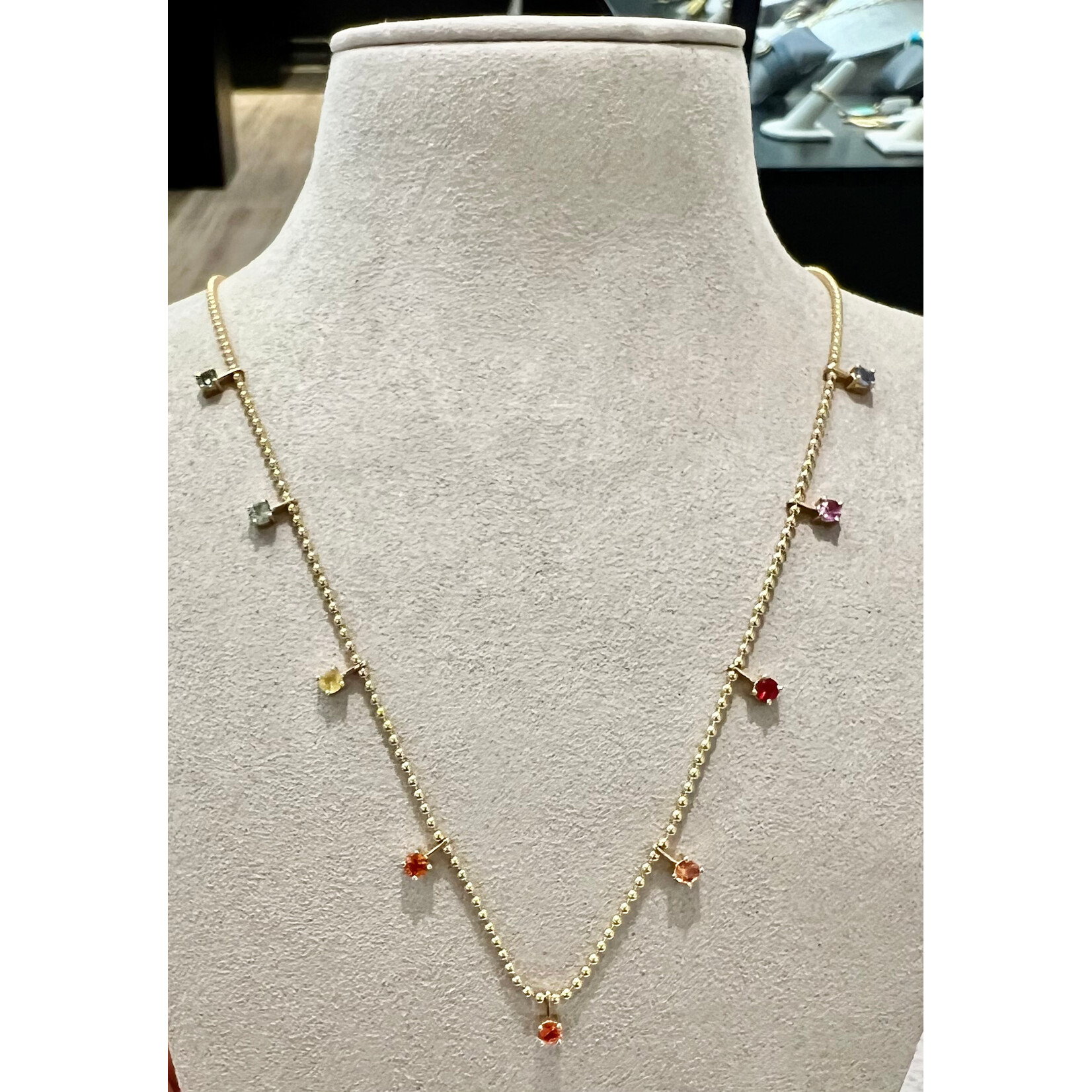 Andi Alyse Multi-Sapphire (1.25ct) and 18K Yellow Gold (6.6gr) Necklace, 16-18"