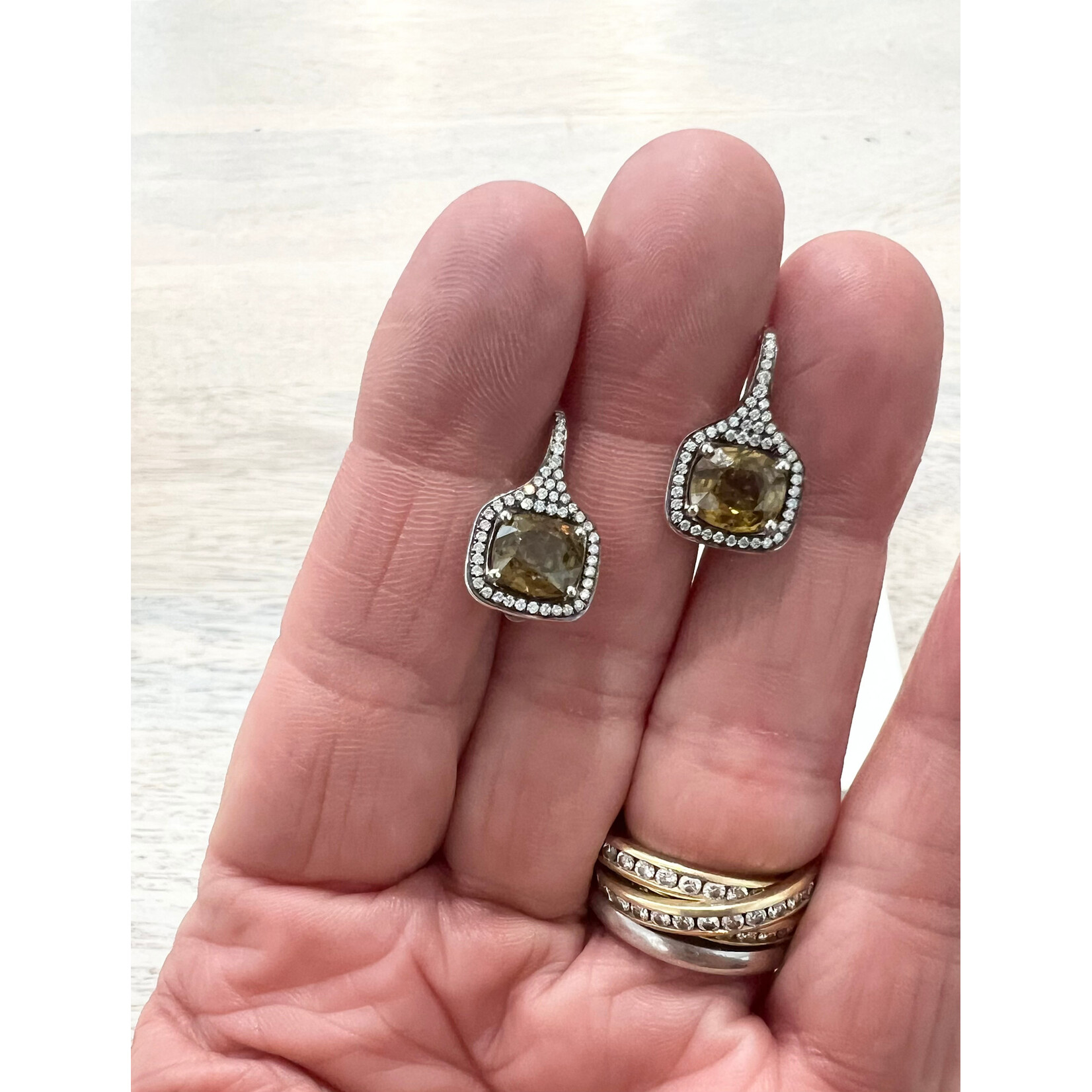 Andi Alyse Spinel and Pave Diamond Drop Earrings in 14K White Gold