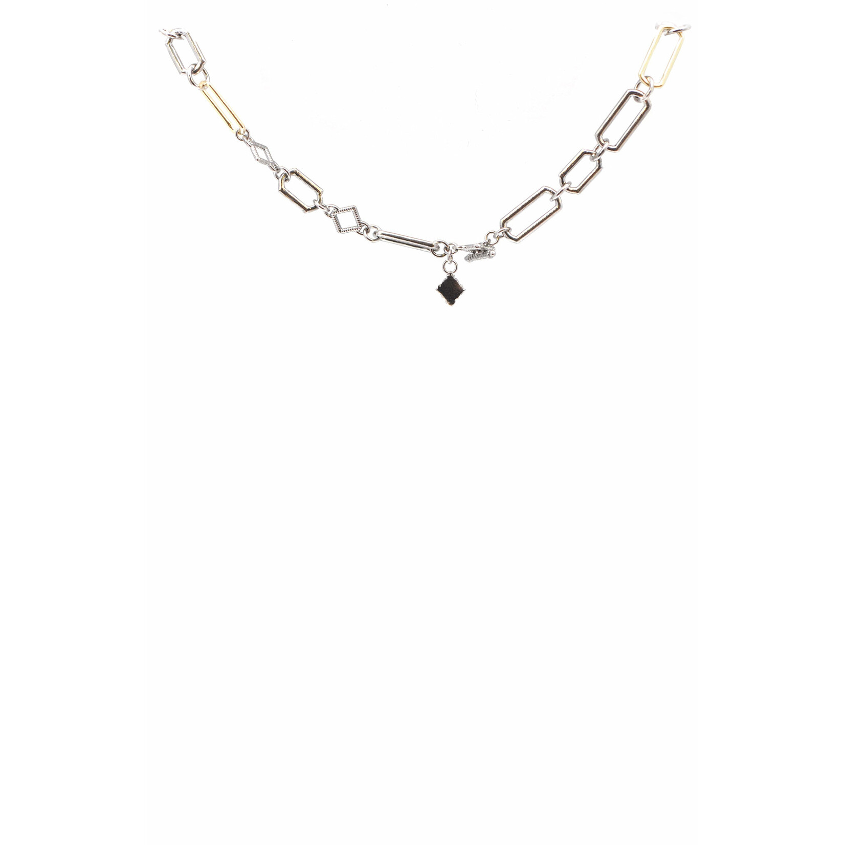 Armenta Old World 18K Yellow Gold and SS 18" Paperclip Chain w/Toggle Closure, 16-17-18"