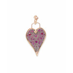 Armenta Pave Rhodolite and Champagne Diamond 30mm Heart Shield set in 14K Yellow Gold and Gunmetal SS