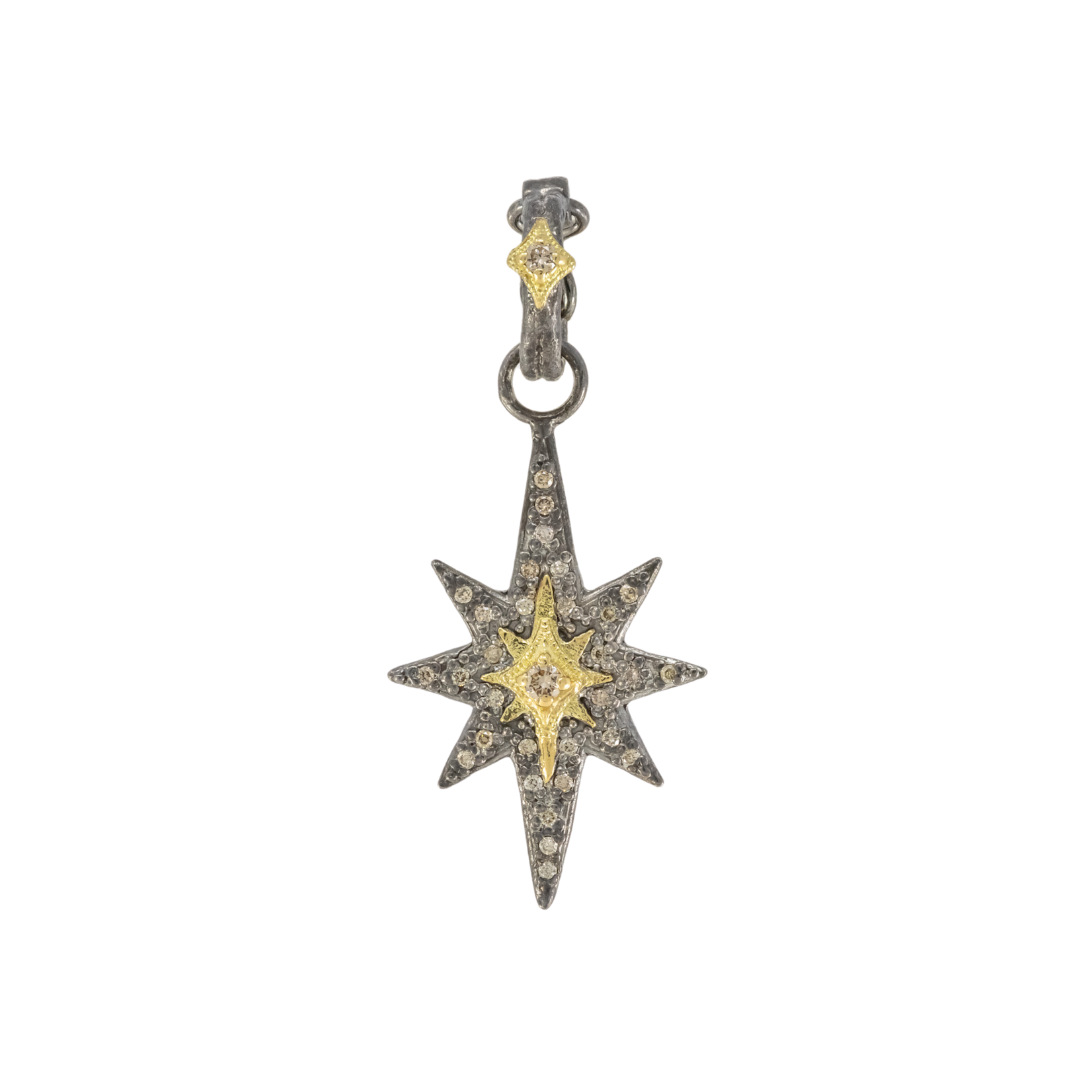 Armenta Star Artifact Enhancer set in 18K Yellow Gold and Grey SS w/Champagne Diamonds, .186ct