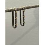 Armenta Old World 18K Yellow Gold and SS 26mm Paperclip Pave Crivelli Earrings w/White & Champagne Diamonds