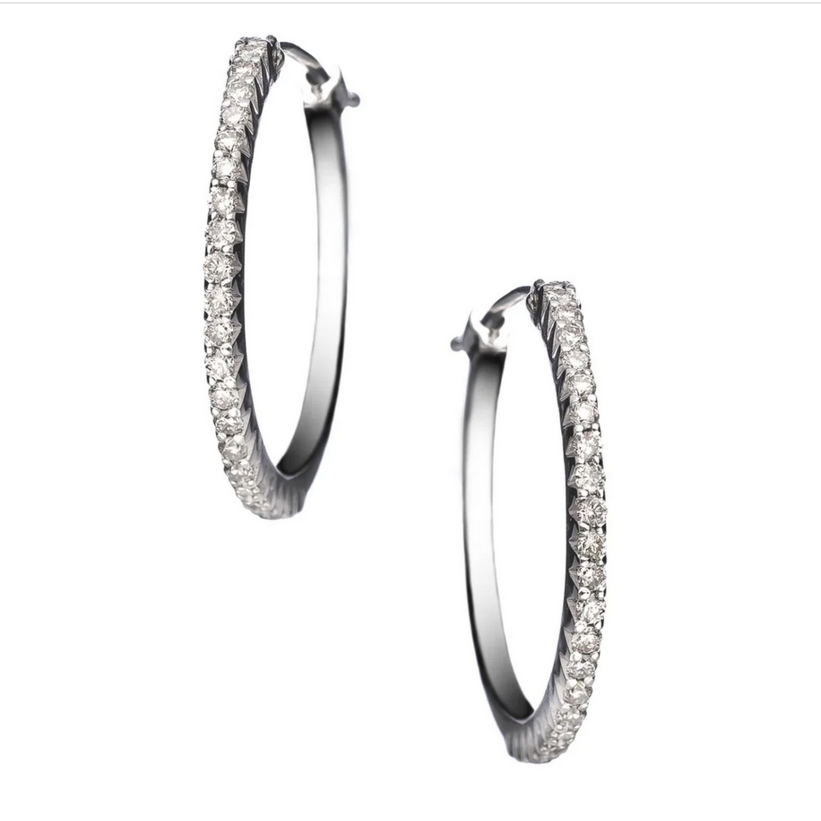 Sethi Couture 18k White Gold and Diamond Simple Elegance Small Hoops