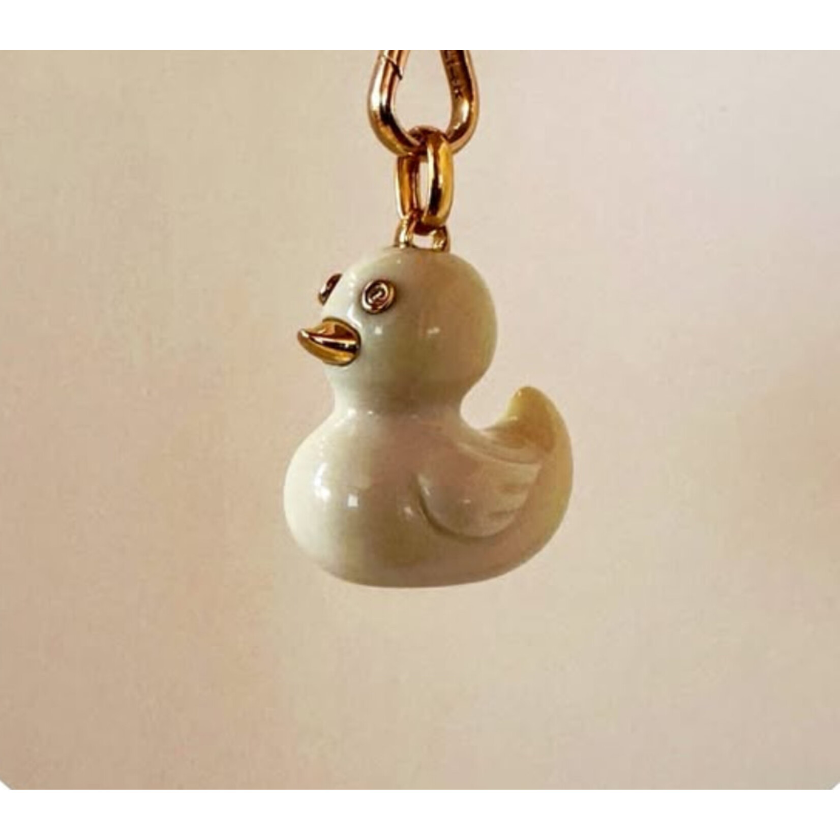 Lui Jewelry Hand Carved Agate Duckling, 18k Gold and Diamonds