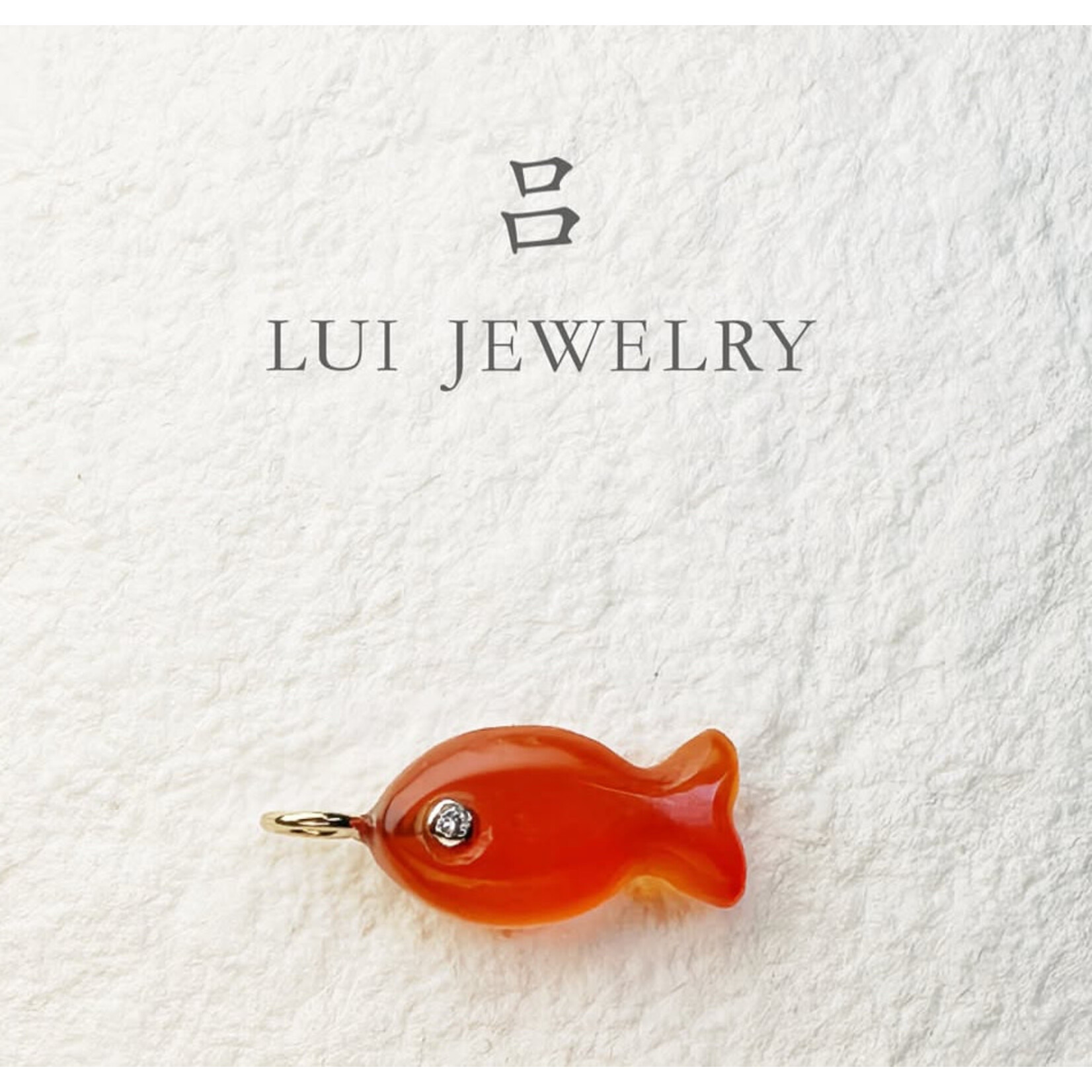 Lui Jewelry Carnelian Fish with Diamond Eye, 14k