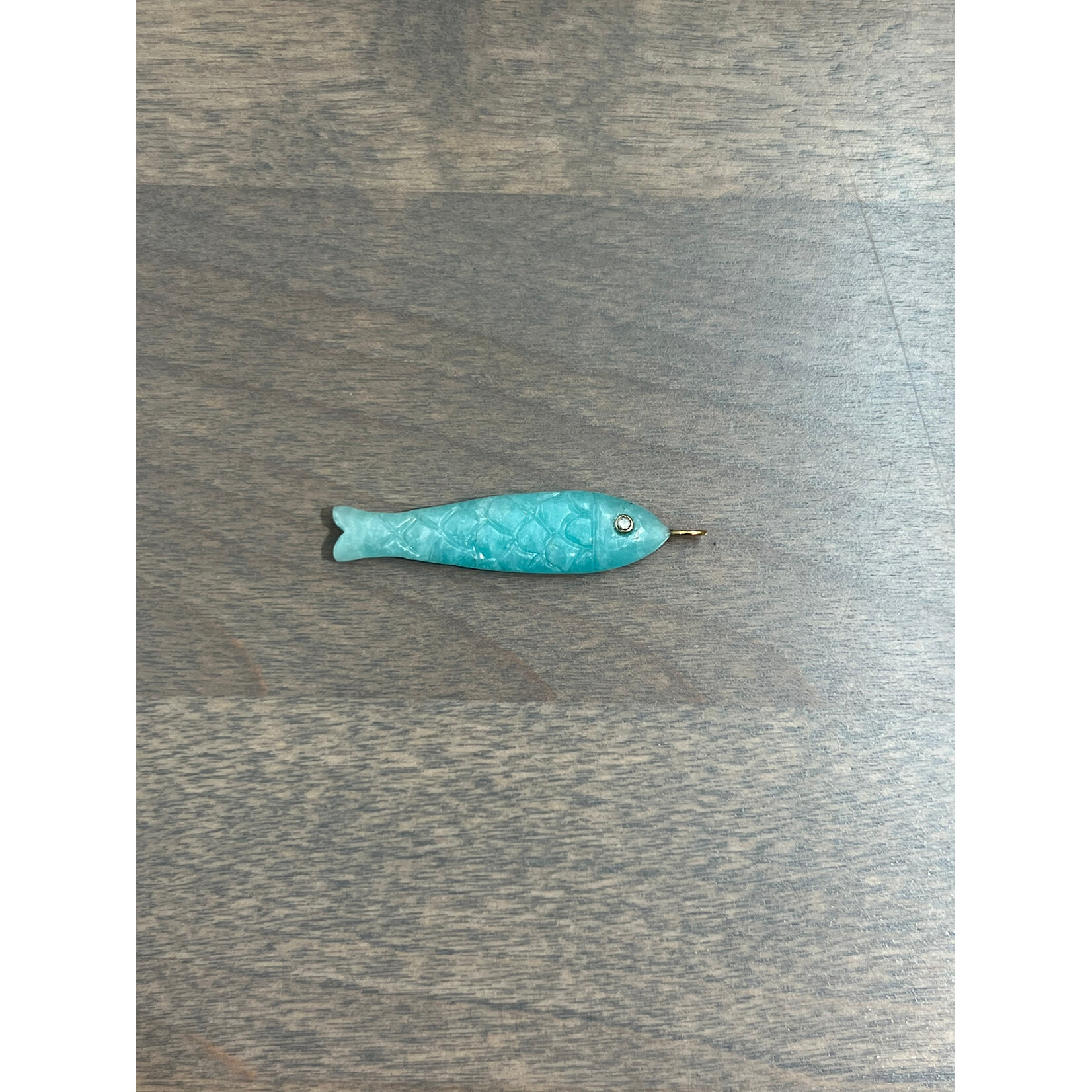 Lui Jewelry Amazonite Fish with Diamond Eye Charm, 14k