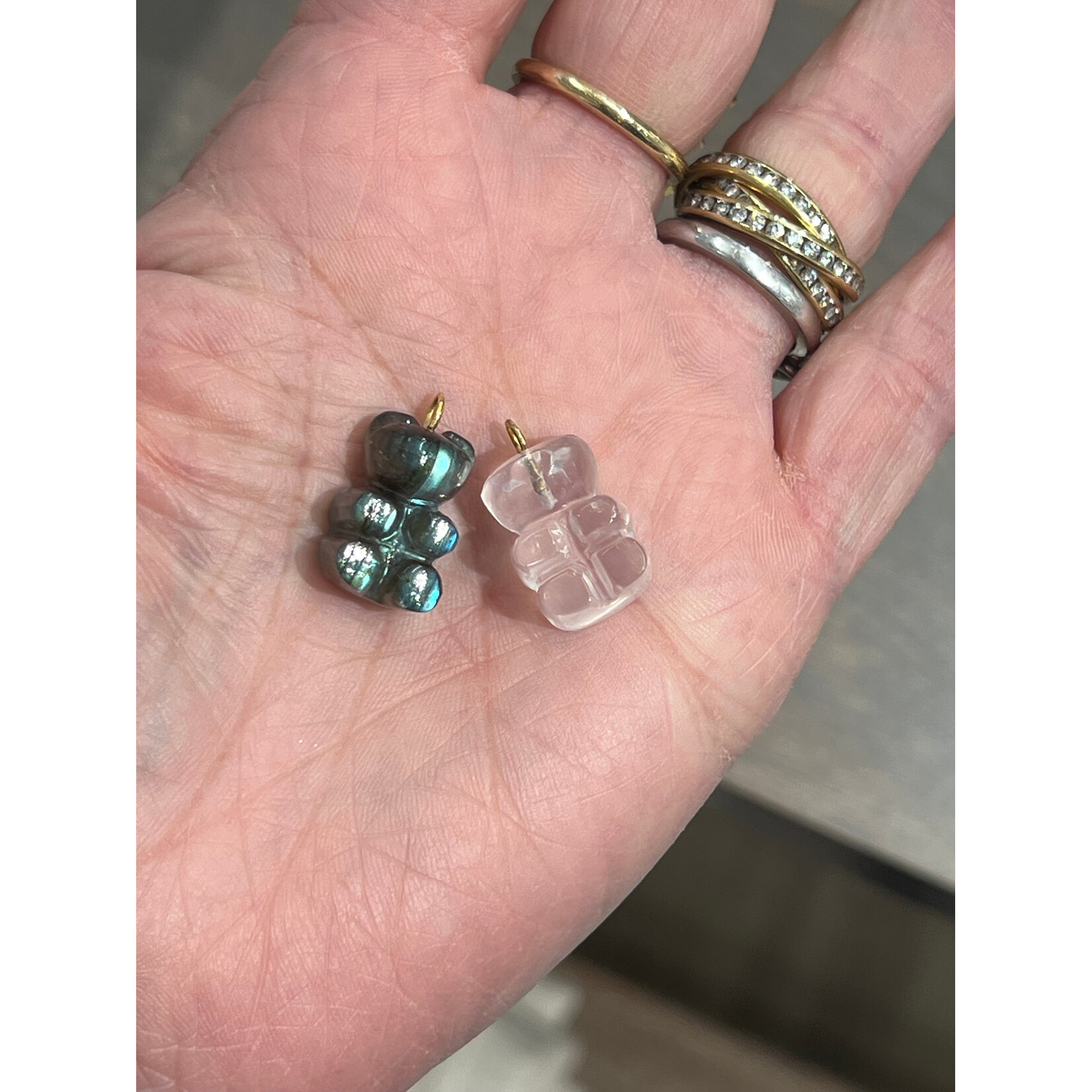 Lui Jewelry Rose Quartz Bear Charm Pendant