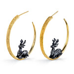 Arman Sarkisyan 18k, Diamond, and Silver Stag Hoop Earrings