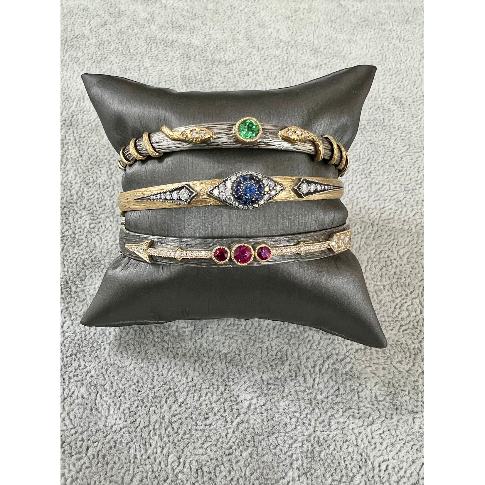 Arman Sarkisyan Mixed Metal Snake Cuff with Tsavorite and Diamonds