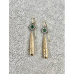 Arman Sarkisyan Engraved 18k Gold Drop Earrings with Diamond and Tsavorite Flowers