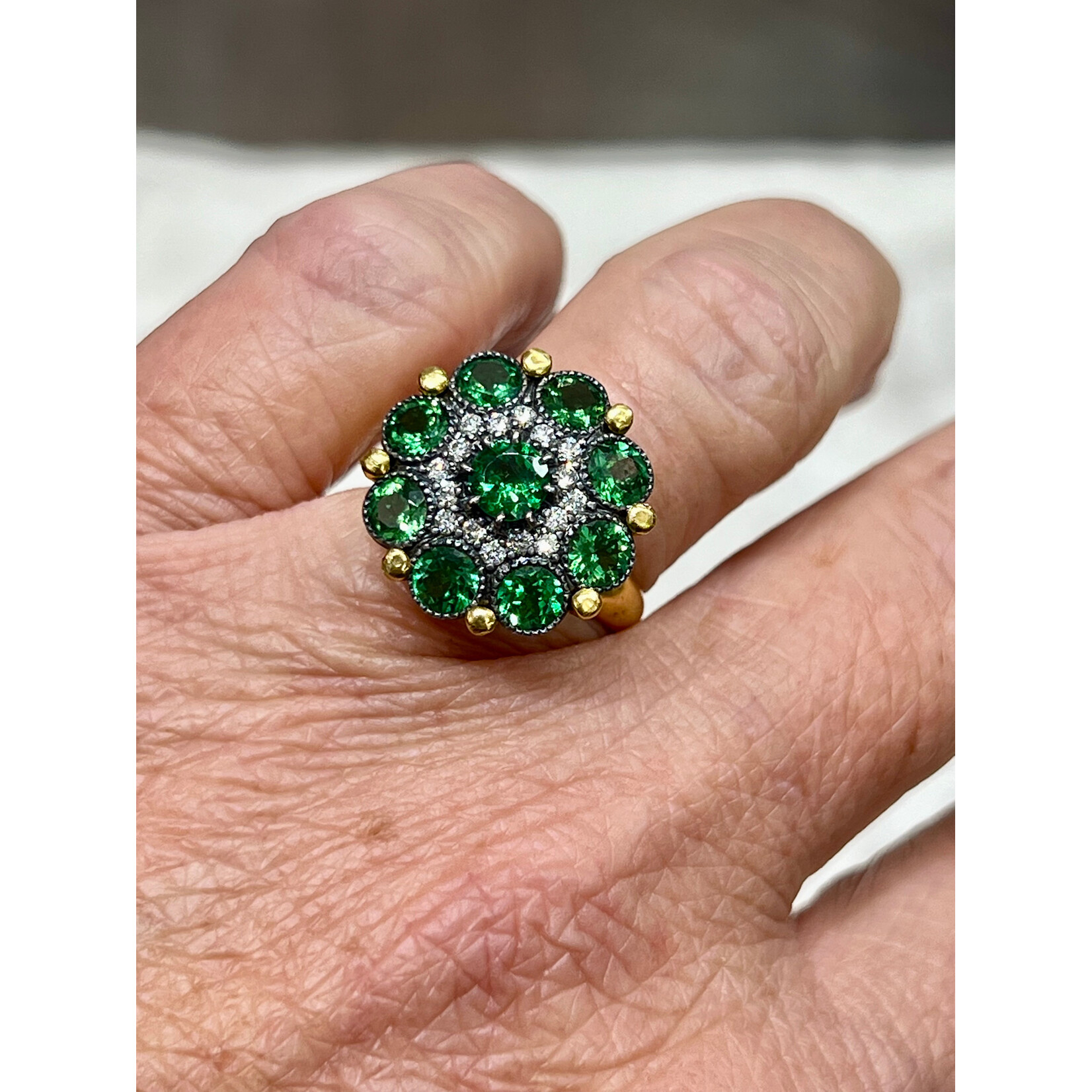 Arman Sarkisyan 22k and Tsavorite Cupcake Ring with Diamonds