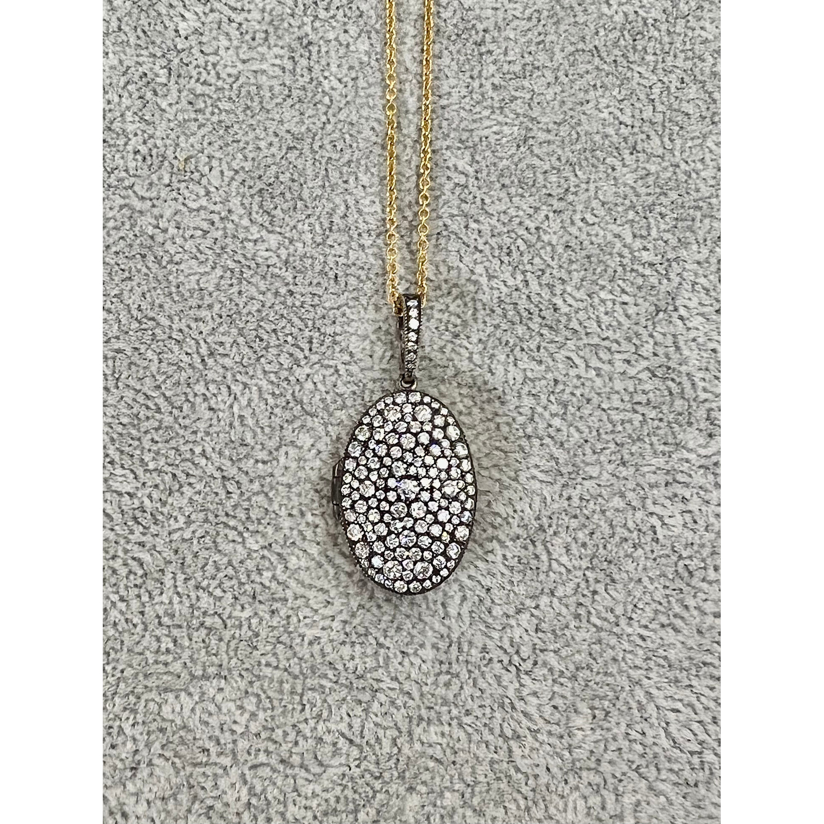 Arman Sarkisyan Pave Diamond Oval Locket, 22k & SIlver
