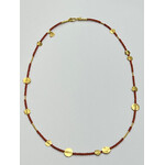 ARA Collection Coral and 24K Gold Disc Necklace, 17.5"