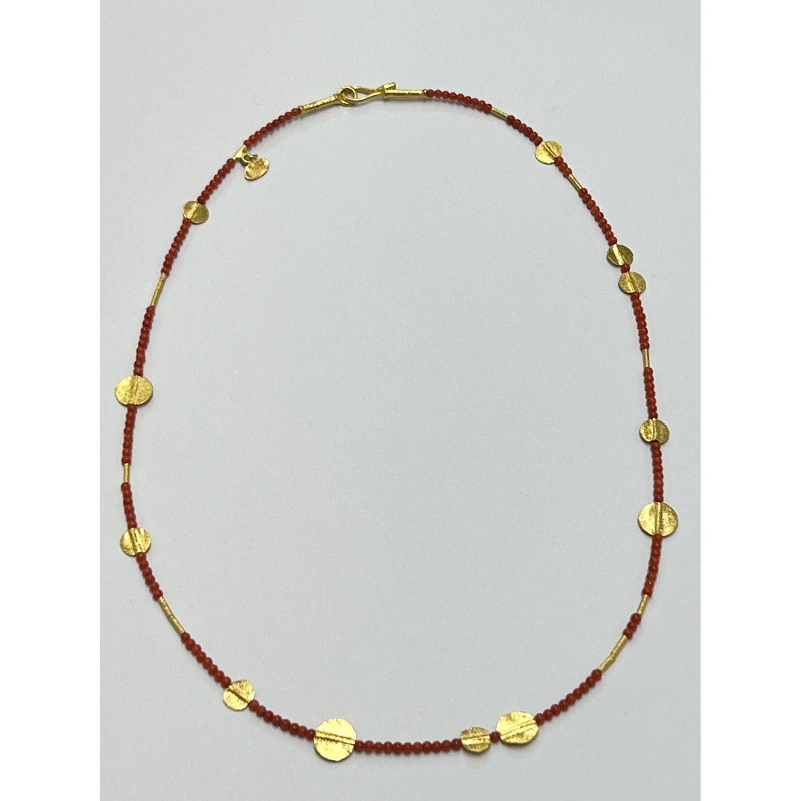 ARA Collection Coral and 24K Gold Disc Necklace, 17.5"
