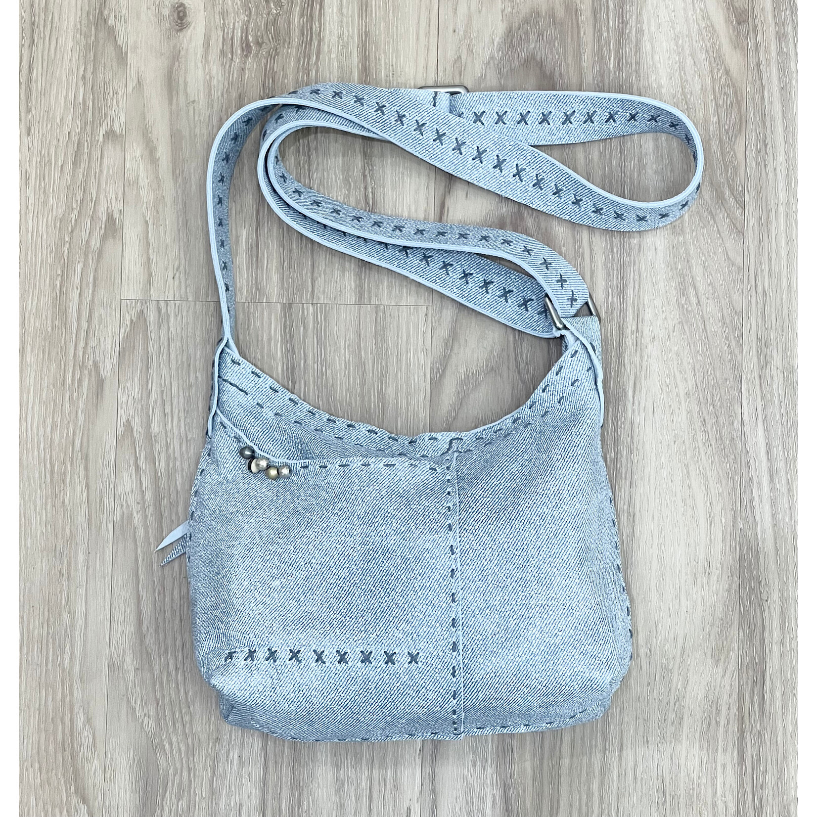 Cindy Kirk Sonya Handbag - Natural Denim w/Grey Stitching