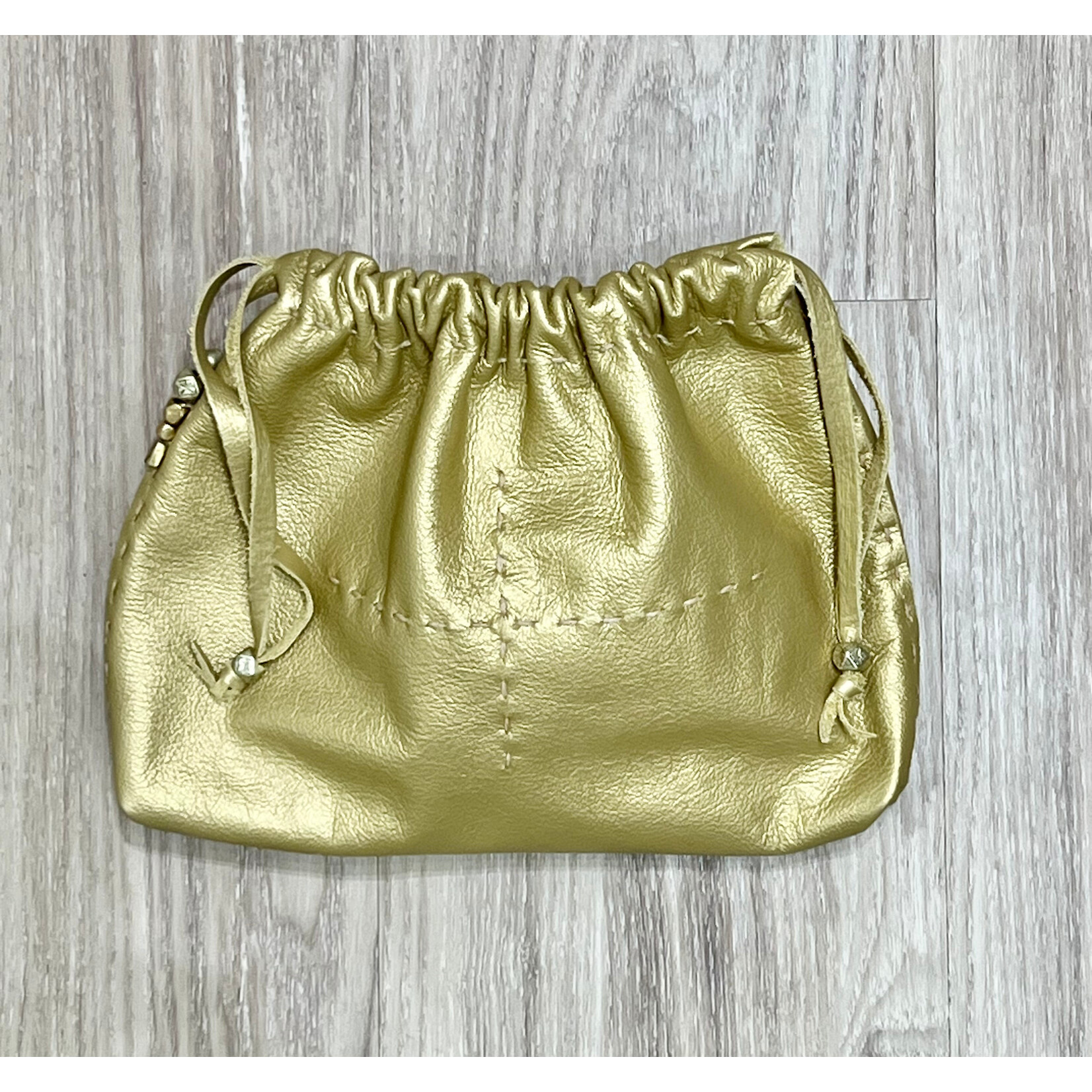 Cindy Kirk Leather Poof Handbag- Gold