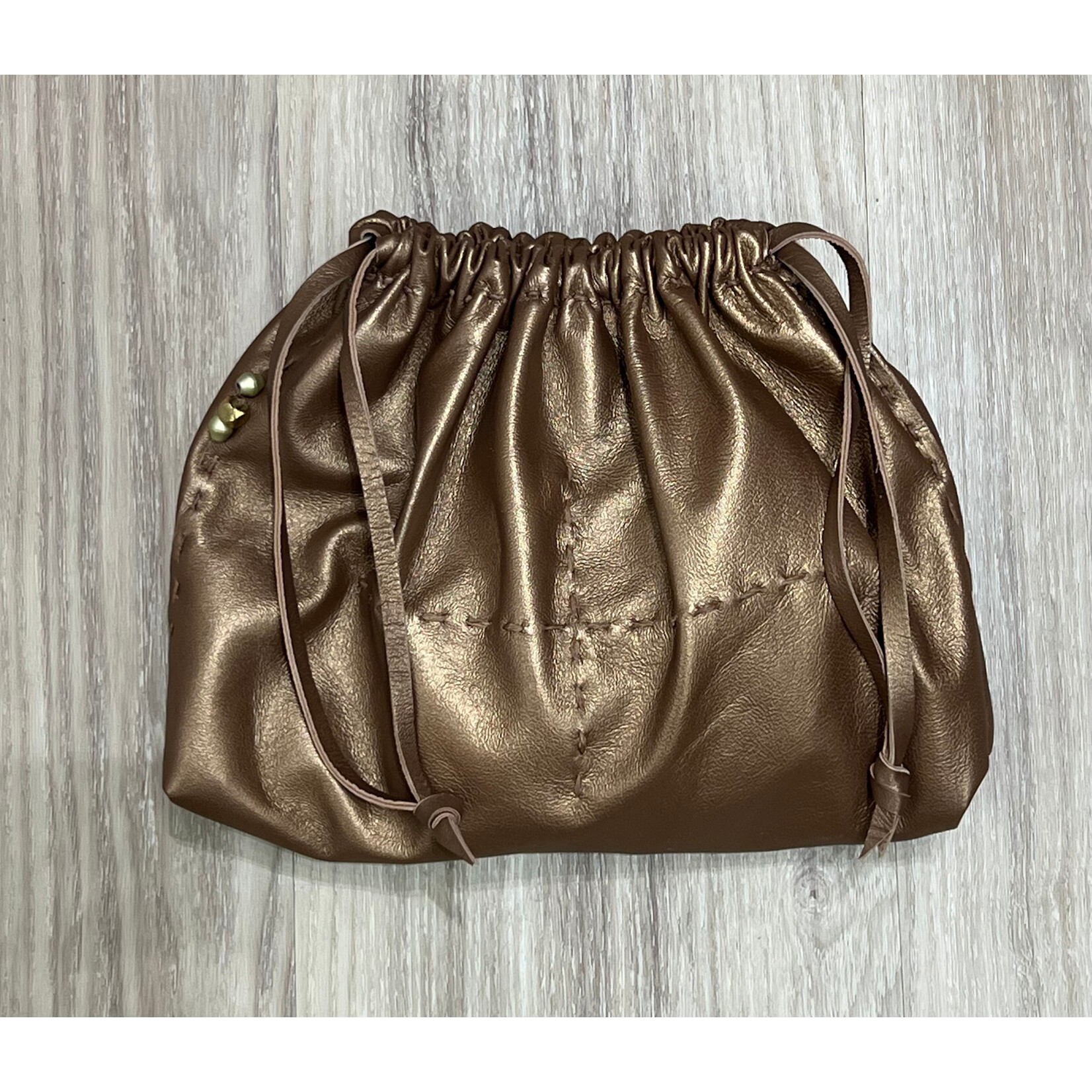 Cindy Kirk Leather Poof Handbag- Bronze