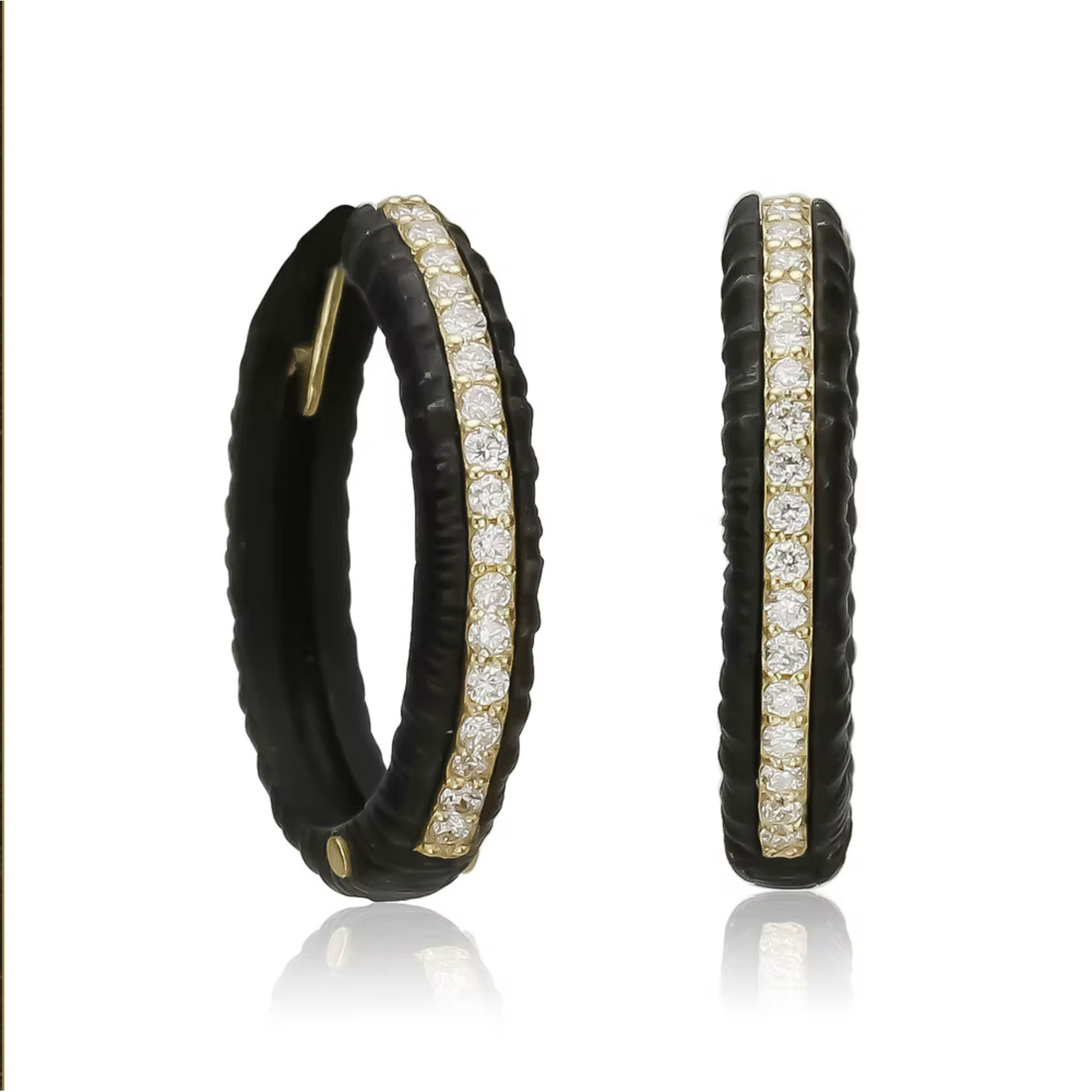 Sarah Graham Metalsmithing Ridge Diamond Hinged Hoop Earrings, 19mm