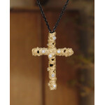 Sarah Graham Metalsmithing Aspen 18k and Diamond Cross Pendant, 24mm